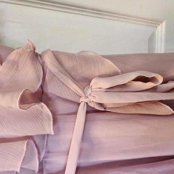 ASOS Feminine Soft Pink Ruffled Faux Wrap Maxi Dress- Size 6 - Picture 5 of 9